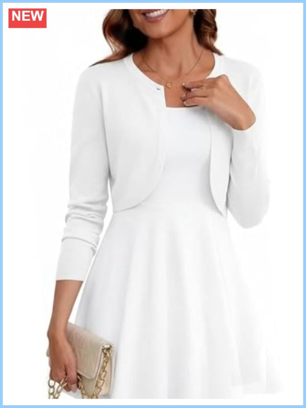 Cropped Long Sleeve Knit Bolero Shrug Open Front Cardigan for Dresses